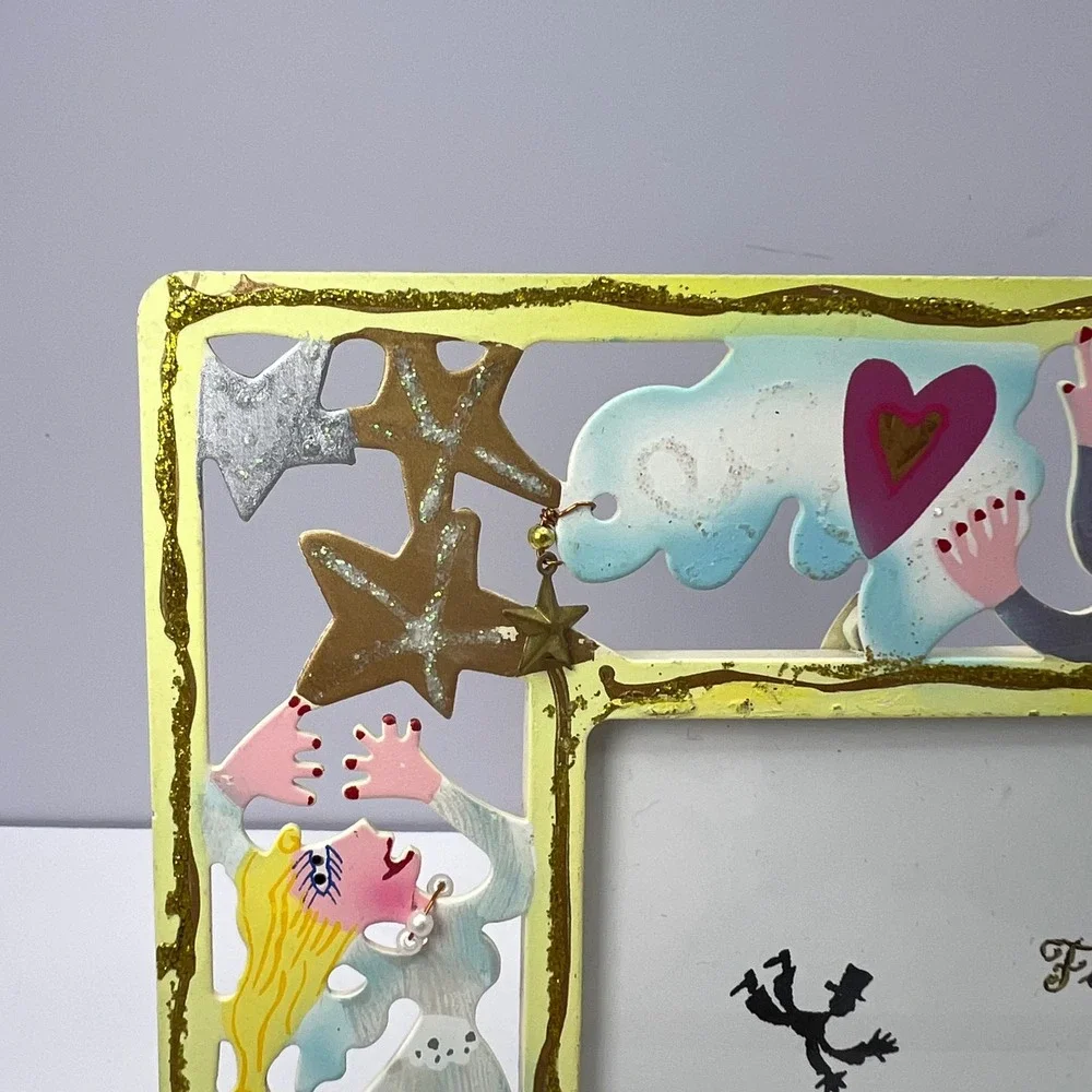 Karen Rossi Fanciful Flights Photo Frame 4x6 Metal Whimsical Folk Art Signed